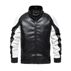 Veste en cuir noire coupe slim coupe-vent de haute qualité, classique, de style motard, en PU, pour hommes, design et logo personnalisés - Product Image 1