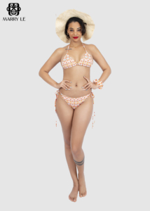 Babeeni Trendy Patterns Printed 2-Piece <b>Women's</b> Rashguard Dress V-Neck Breathable Summer ODM Wholesaler MD48 - Product Image 6