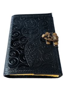 Soleil céleste et lune avec mère en relief à la main Vintage en cuir véritable Journal blanc sort livre d'ombres Grimoire cahier - Product Image 2