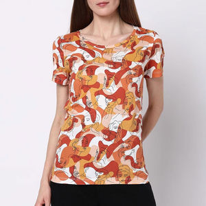 Camiseta de Manga Corta para Mujer, Sublimada, al por Mayor, de Lona, con Estampado Veraniego para la Temporada de Invierno - Product Image 5