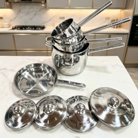 Ensemble de 9 casseroles africaines de haute qualité, forme incurvée, en acier inoxydable, pour l'exportation