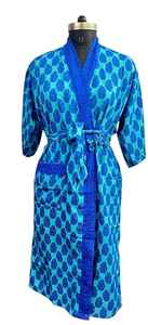 เสื้อคลุมผ้าไหมพิมพ์ลายสกรีน/ผ้าฝ้ายซักง่ายน้ำหนักปานกลางสำหรับชุดนอนและชุดอยู่บ้าน - Product Image 3