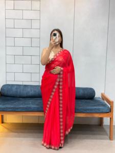 ผ้าชีฟองผ้าไหมระบายอากาศน้ำหนักเบาพร้อมขอบแฟนซีสำหรับงานแต่งงาน - Product Image 4