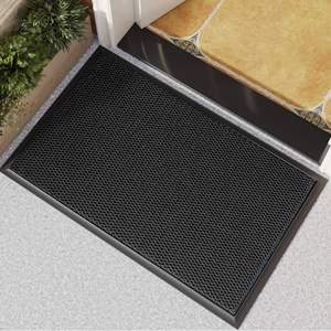 Alfombra de entrada Kolchuga 3D con retención de suciedad, antideslizante, con base de TPE, 60x90 cm, negra - Product Image 2