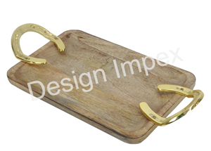 Bandeja de acabado Natural, manijas de broca de caballo más vendidas, bandeja de servicio de madera, plato de madera ligero para desayuno, almuerzo, bandeja de madera - Product Image 2