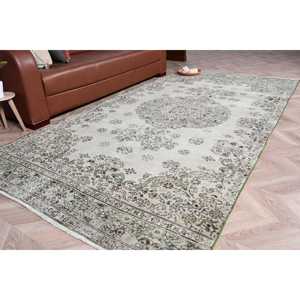 Tapis turc 4,9 x 9,7 pieds, grand tapis vintage, tapis vert à pois blancs - Product Image 1