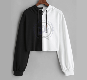 Sweat à capuche en molleton avec logo imprimé personnalisé pour femmes, sweat-shirt court, grande taille, tissu éponge, logo avant, style hiver, vente en gros - Product Image 5