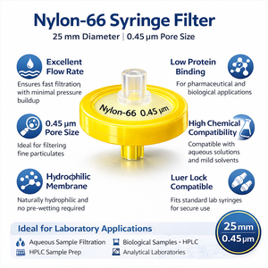 Filtro de Jeringa de Nylon NN-66 Hidrófilo de 25 mm, 0.45 um, Personalizable OEM para Proceso de Filtración de Empresas Farmacéuticas - Product Image 3