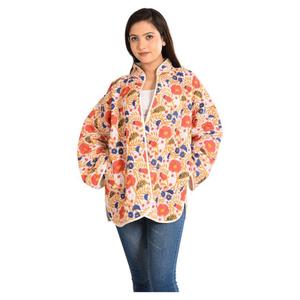 แจ็กเก็ตผ้าฝ้ายพิมพ์ลายดอกไม้แบบกลับด้านได้สำหรับผู้หญิงเสื้อหนาวสไตล์พื้นเมืองอบอุ่น - Product Image 5