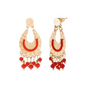 Urthn <b>Fine</b> <b>Cuff</b> <b>Earrings</b> Red Beads with Gold Plating Dangler Design-1312508A - Product Image 1