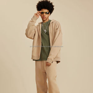 <b>Black</b> Washed Vintage Distressed Acid Wash Hooded Zipper Hoodie Unisex Custom DIY Pattern Lined <b>Fleece</b> by Manufacturer - Product Image 1