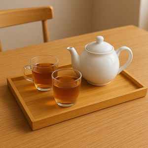 Plateau rectangulaire en bois parfait pour servir des assiettes de tasses à thé et à café, et plus encore - Product Image 3