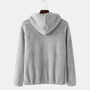 Nouveau Zipper Hodie Blanc Épais Hommes Hoodies Sweatshirts Hiver Couleur Bloc 100% Cachemire Polaire Sherpa À Capuche pour Hommes - Product Image 2