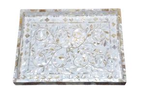 Plateau à serpillière parfait pour des présentations élégantes à la maison et une décoration attrayante du salon avec incrustation de perles - Product Image 5