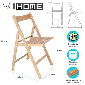 WELL HOME FURNITURE & DECORATION Set di 4 Sedie da Giardino BAS in Finitura Legno di Faggio Verniciato - Product Image 2