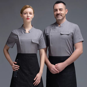 Uniformes de chef de cocina para hombre y mujer, blancos y negros, cómodos, promocionales, personalizados, para restaurante y hotel - Product Image 3