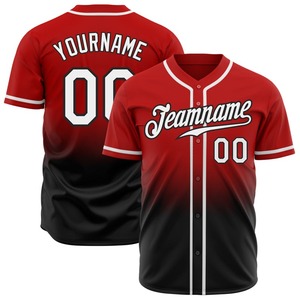 Ropa de equipo personalizada más vendida, camiseta de béisbol de moda de desvanecimiento auténtico rojo blanco-negro personalizada - Product Image 1