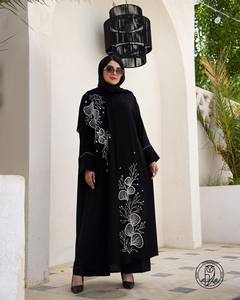 Abaya musulmane de Dubaï à manches longues en cristal noir, faite à la main, pour adultes, en soie élégante, avec broderies, infroissable, de haute qualité, pour la prière - Product Image 2