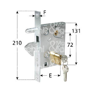 SERRURE À MORT À CROCHET POUR PORTAILS COULISSANTS Acier galvanisé 54 mm cylindre 3 clés incluses - Product Image 1