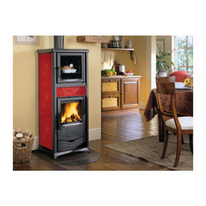 Stufa a Legna Rossella Plus con Forno Evo Ceramica Bordeaux - Product Image 1