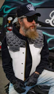 Gilet en cuir de moto pour hommes d'usine OEM fabriqué avec du vrai cuir de vache Logo personnalisé Marque de marque Private Label Supply - Product Image 5