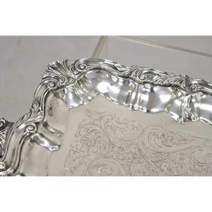 Bandeja Festoneada Plateada Coleccionable, Bandeja de Servir Festoneada de Estilo Victoriano Plateada Inglesa Vintage - Product Image 6