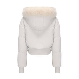 Puffy Pillar Fur Collar <b>Hooded</b> Fur <b>Coats</b> Puffer Jacket Fashion White Duck Down Jackets Female Women <b>Winter</b> <b>Ladies</b> Loose Overcoat - Product Image 2