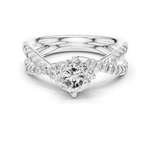 1.384 CT Lab Diamond Crisscross Engagement <b>Ring</b> for Women Round Brilliant Cut VVS-VS EF Clarity 18KT, 14KT, 10KT Gold & - Product Image 2