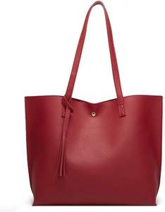 Versatile Women's 2025 Handbag In <b>Faux</b> <b>Leather</b> Ladies <b>Tote</b> <b>Bag</b> With Decorative Tassel And Magnetic Closure - Product Image 1