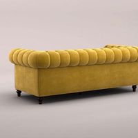 Sofá de 3 Plazas de Terciopelo Amarillo Mostaza de Alta Calidad y Estilo Moderno Simple para Hogares, Hoteles, Restaurantes y Villas