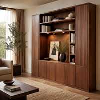 Étagère de rangement et de présentation en bois avec compartiments ouverts
