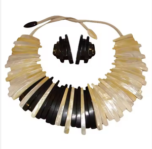 Collar de cuerno de búfalo hecho a mano, joyería de cuerno natural de estilo étnico africano para mujeres con tribal - Product Image 5