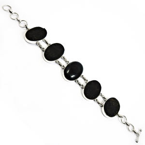 Bohemian Silver <b>Bracelets</b> OEM Custom Made Natural Black Tourmaline 925 Sterling Silver Link Chain <b>Bracelets</b> for Women & Men OEM - Product Image 1