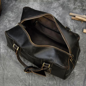 Bolso de viaje de lujo de cuero vegano de gran capacidad personalizado del fabricante Estilo Vintage con cierre de cremallera patrón geométrico - Product Image 2