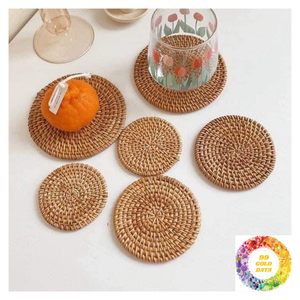 Platos de cargador de ratán únicos y manteles individuales Decoración de mesa rústica colgante de pared hecho a mano perfecto para eventos de comedor - Product Image 6