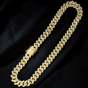 Collar de Cadena Cubana de Lujo con Incrustaciones de Diamantes, Chapado en Rodio con Acabado Dorado, Moissanita, Estilo Hip Hop, Regalo Ortodoxo, Joyería para Fiestas - Product Image 4