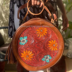 New Western Style Hand Tooling Carving Stylish Handbag <b>Sling</b> Bag Crossbody Shoulder Boho Bags Women's - Product Image 3