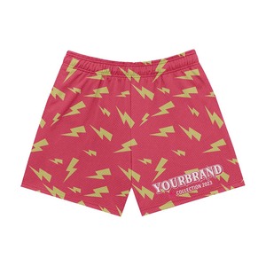 Shorts en mesh pour femmes de haute qualité, 165 GSM, tissu mesh doux et respirant, motif éclair bleu ciel, impression personnalisée du logo, shorts pour femmes. - Product Image 5