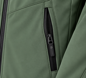 Chaqueta Softshell Impermeable con Capucha Verde para Hombre SINEWY, Cuello Alto Informal con Cierre de Cremallera, Corte Regular, para Otoño - Product Image 4
