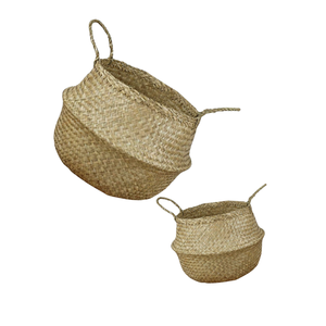 Rustic Sophistication: the Charm of Vietnamese Craftsmanship with a SEAGRASS BELLY <b>BASKET</b>, for <b>Laundry</b> Organization and Planting - Product Image 1