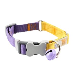 Collier pour chien réglable, léger, simple, en polyester imprimé, sûr, haute durabilité, confortable, doux, avec clochette, pour chiens de taille moyenne et petite - Product Image 2