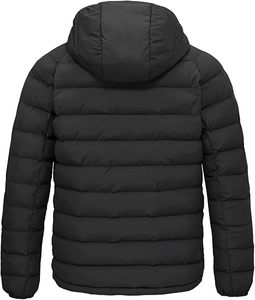 Veste d'hiver chaude coupe-vent matelassée horizontalement, légère, noire, à capuche pour homme - Product Image 2