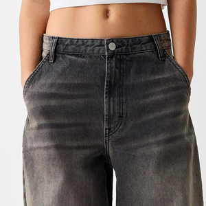 Vente en gros Nouveau jean délavé tendance pour femmes Vêtements décontractés pour femmes à jambes larges Baggy Jeans pour femmes Vêtements de sport coupe décontractée pour ruiner - Product Image 3
