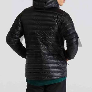 Chaqueta acolchada de invierno burbuja brillante con logotipo personalizado para hombre chaqueta de lona cortavientos con cuello levantado y capucha - Product Image 4