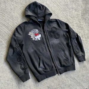 Sweat Streetwear 500GSM Blank Plain French Terry Heavyweight Oversized 100% Cotton Two Way Double zip Up Hoodie - Product Image 2