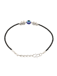 Chaîne de cheville noire avec breloque éléphant et œil porte-bonheur pour femme, bijou minimaliste - Product Image 4