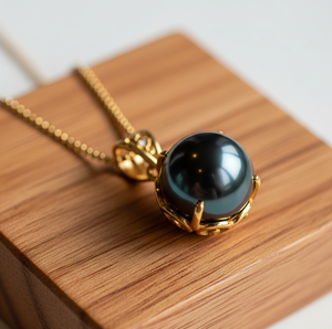 Chaîne délicate en argent Sterling 925 de luxe avec pendentif de forme ronde en perle noire de Bohème pendentifs de mode en cristal de guérison pour cadeaux - Product Image 2