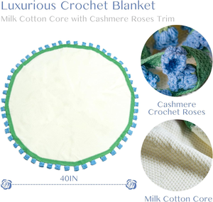 80cm Rose Circular Floral Flower <b>Blanket</b> Yarn Craftsman <b>Crochet</b> Flower <b>Blanket</b> Blue Lily of the Valley - Product Image 3