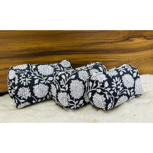 Pochette de 3 ensembles d'impression de fleurs blanches avec fermeture à glissière trousses de toilette de mode kit cosmétique de voyage indien et sacs de kit de rasage - Product Image 1