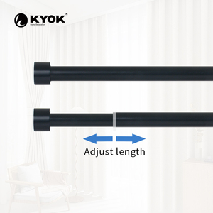 KYOK Modern Black <b>Curtain</b> Pole with <b>Rings</b> Round Design for Living Room Easy Installation 0.75-0.99 Inch Diameter - Product Image 2